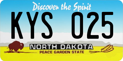 ND license plate KYS025