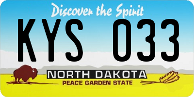 ND license plate KYS033