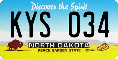 ND license plate KYS034
