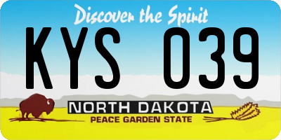 ND license plate KYS039