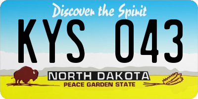 ND license plate KYS043