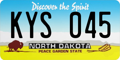 ND license plate KYS045