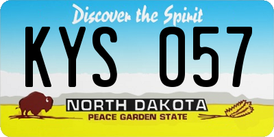 ND license plate KYS057