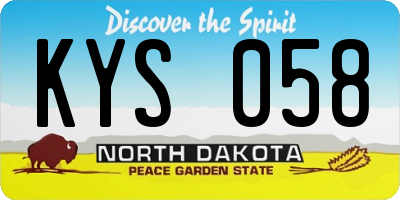 ND license plate KYS058