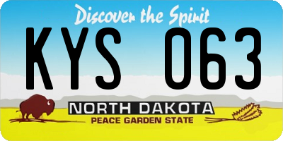 ND license plate KYS063
