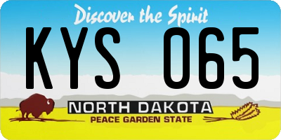 ND license plate KYS065