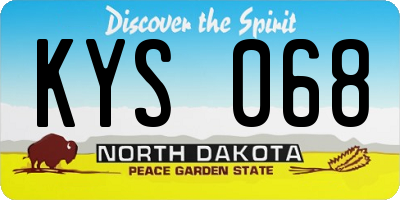 ND license plate KYS068