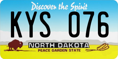 ND license plate KYS076