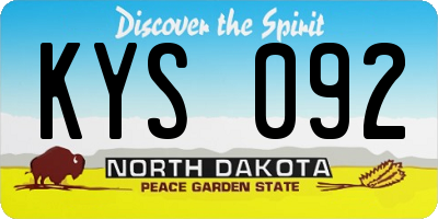 ND license plate KYS092