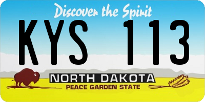 ND license plate KYS113