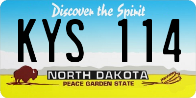 ND license plate KYS114