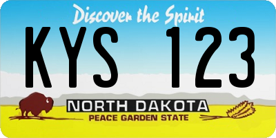 ND license plate KYS123