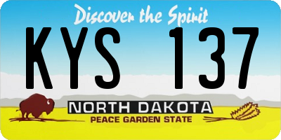 ND license plate KYS137