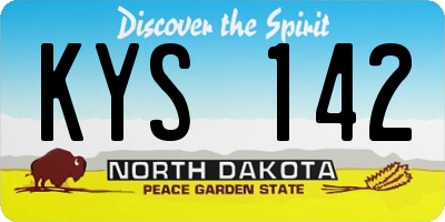 ND license plate KYS142