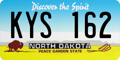 ND license plate KYS162