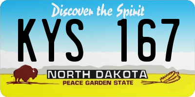 ND license plate KYS167