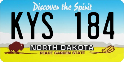 ND license plate KYS184