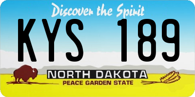 ND license plate KYS189