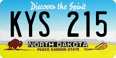 ND license plate KYS215