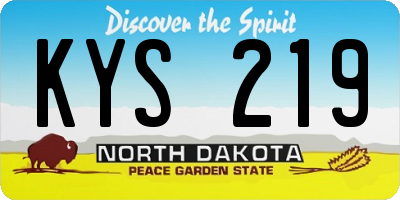 ND license plate KYS219
