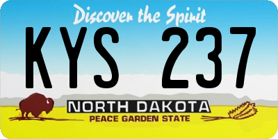 ND license plate KYS237