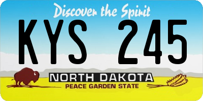 ND license plate KYS245