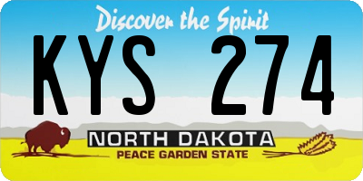 ND license plate KYS274