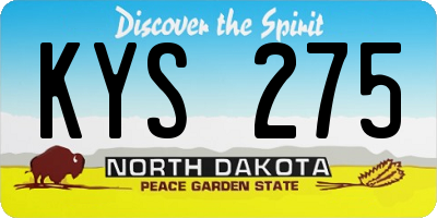 ND license plate KYS275