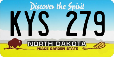 ND license plate KYS279