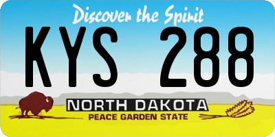 ND license plate KYS288