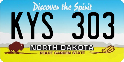 ND license plate KYS303
