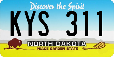 ND license plate KYS311