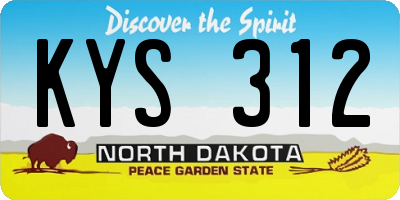 ND license plate KYS312