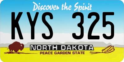 ND license plate KYS325