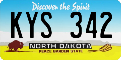 ND license plate KYS342