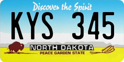 ND license plate KYS345