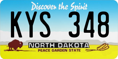 ND license plate KYS348