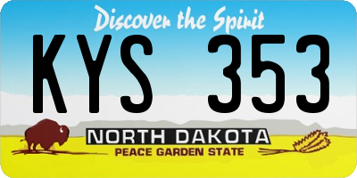 ND license plate KYS353