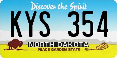 ND license plate KYS354