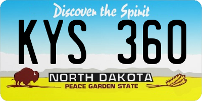 ND license plate KYS360