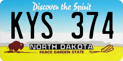 ND license plate KYS374
