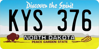 ND license plate KYS376
