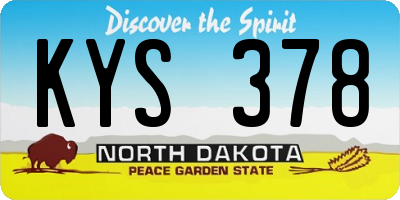 ND license plate KYS378