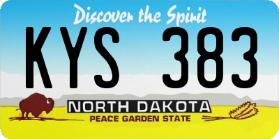ND license plate KYS383