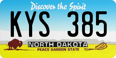 ND license plate KYS385