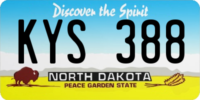 ND license plate KYS388