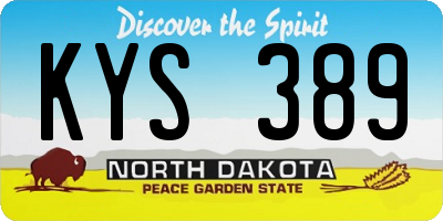 ND license plate KYS389