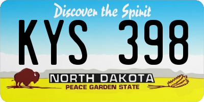 ND license plate KYS398