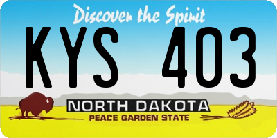 ND license plate KYS403