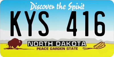ND license plate KYS416